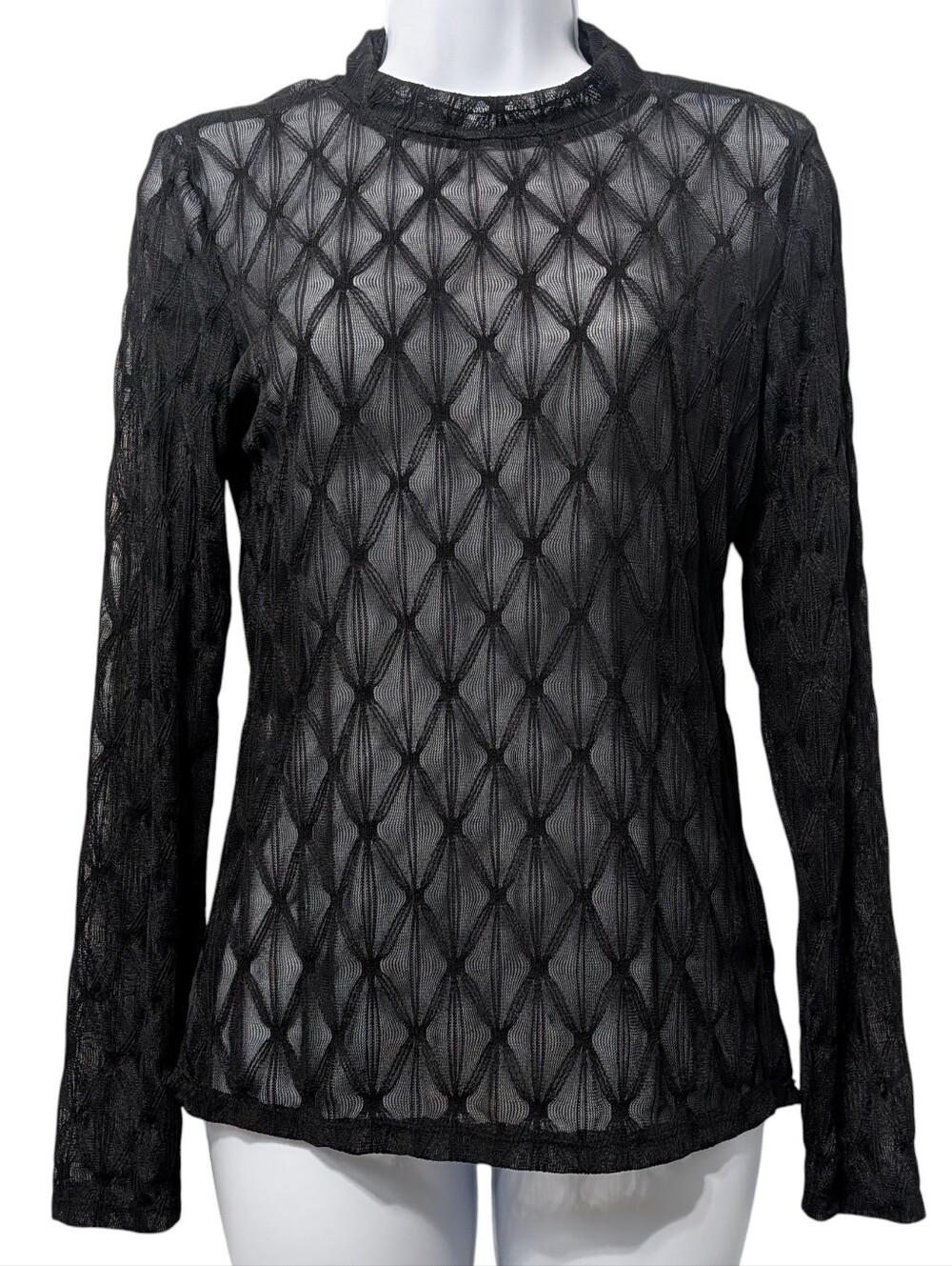 Maurices Size Small Black Mesh Mock Neck Top Academia Whimsigoth Grunge Goth